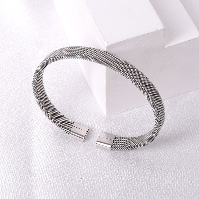 Wholesale Titanium Steel Elastic Irregular Open Bracelet